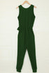 Deep V-Neck Sleeveless Solid Jumpsuit